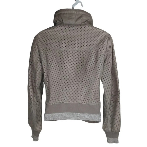 Danier  Leather Jacket Coat Bomber Motorcycle Cut Outs Taupe Muddy Brown XS - Picture 8 of 10